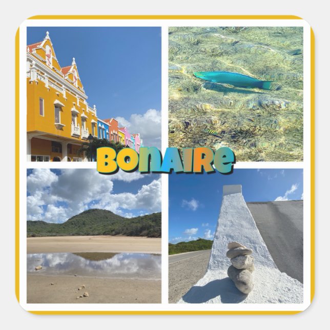 Bonaire Scenic Photo Collage Square Sticker (Front)