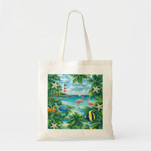 Bonaire Tropical Flamingo Ocean Tote Bag