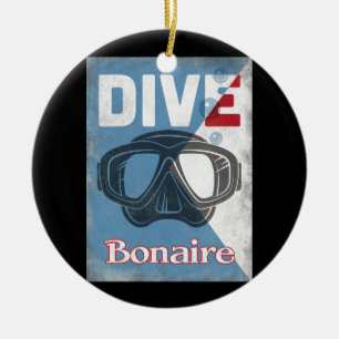 Bonaire Vintage Scuba Diving Mask Ceramic Ornament
