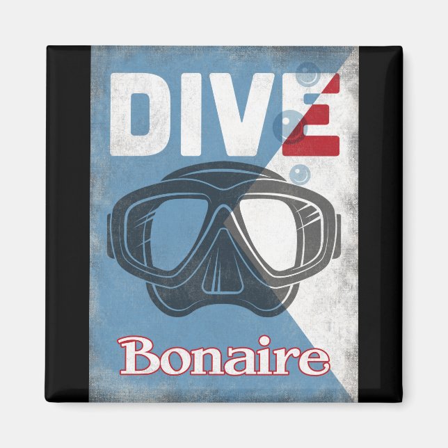 Bonaire Vintage Scuba Diving Mask Magnet (Front)