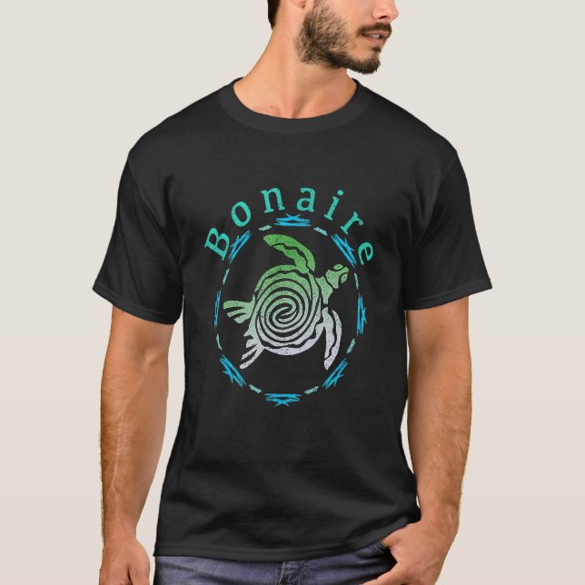 Bonaire   Vintage Tribal Turtle T-Shirt (Front)