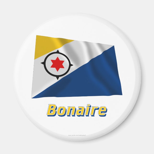 Bonaire Waving Flag with Name Magnet (Front)