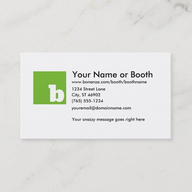 Bonanza Grass Bottom Business Card (Front)