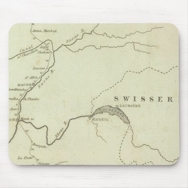 Bonaparte's Route from Elba to Paris Mouse Pad (Front)