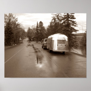 Bond Falls MI Retro Camper Tin Can Sepia Print
