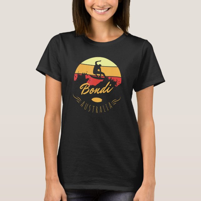 Bondi Australia Sunset Surf Beach T-Shirt (Front)