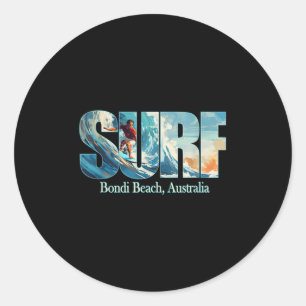 Bondi Beach, Australia Beach Surfing Classic Round Sticker