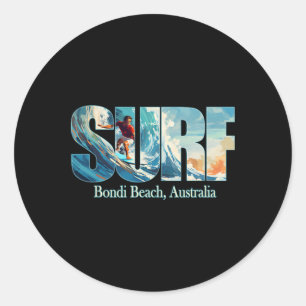 Bondi Beach, Australia Beach Surfing Men Women Kid Classic Round Sticker