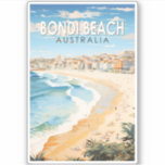 Bondi Beach Australia Travel Art Vintage<br><div class="desc">Bondi Beach in a vector art style. The sweeping white-sand crescent of Bondi is one of Australia’s most iconic beaches.</div>