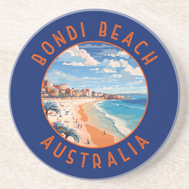 Bondi Beach Australia Travel Art Vintage Coaster (Front)
