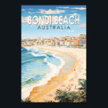 Bondi Beach Australia Travel Art Vintage Poster<br><div class="desc">Bondi Beach in a vector art style. The sweeping white-sand crescent of Bondi is one of Australia’s most iconic beaches.</div>