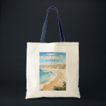 Bondi Beach Australia Travel Art Vintage Tote Bag<br><div class="desc">Bondi Beach in a vector art style. The sweeping white-sand crescent of Bondi is one of Australia’s most iconic beaches.</div>