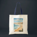 Bondi Beach Australia Travel Art Vintage Tote Bag<br><div class="desc">Bondi Beach in a vector art style. The sweeping white-sand crescent of Bondi is one of Australia’s most iconic beaches.</div>