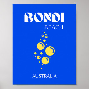 Bondi Beach, Bondi Beach Travel Art, Blue Poster