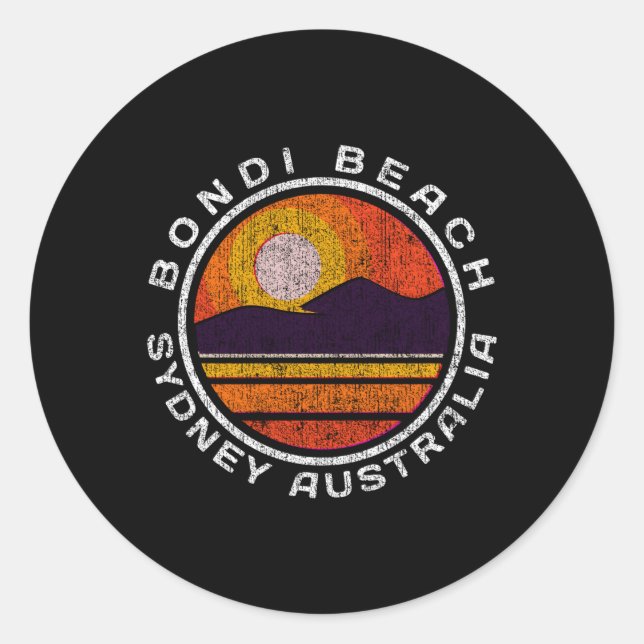 Bondi Beach Distressed Classic Round Sticker (Front)