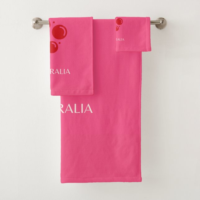 Bondi Beach, Pink Bath Towel Set (Insitu)