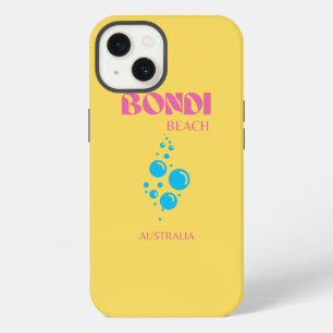 Bondi Beach, Travel Art, Preppy, Yellow, Pink iPhone 13 Case