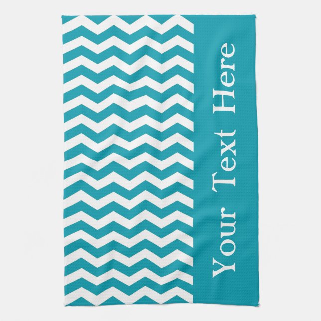 Bondi Blue Wave Chevron customisable Tea Towel (Vertical)