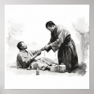 Bonds of Friendship: Japanese Helping a Friend Pos Poster