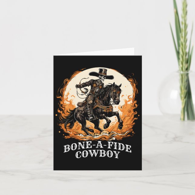 Bone-a-fide Halloween Cowboy Spooky Skeleton Rodeo Card (Front)