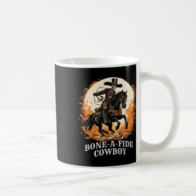 Bone-a-fide Halloween Cowboy Spooky Skeleton Rodeo Coffee Mug (Right)