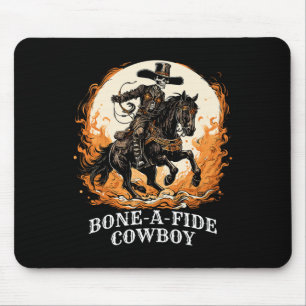 Bone-a-fide Halloween Cowboy Spooky Skeleton Rodeo Mouse Pad