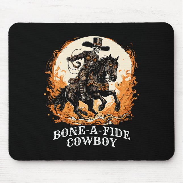 Bone-a-fide Halloween Cowboy Spooky Skeleton Rodeo Mouse Pad (Front)