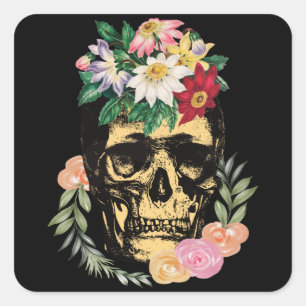 Bone And Flowers Square Sticker