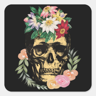 Bone And Flowers Square Sticker