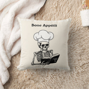 Bone Appétit Halloween Skeleton Chef Pillow