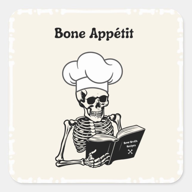 Bone Appétit Halloween Skeleton Chef Stickers (Front)
