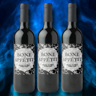 BONE APPÉTIT Skeletons Black Wine Label