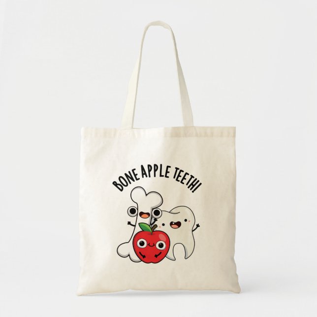 Bone Apple Teeth Funny Bona Appetit Pun  Tote Bag (Front)