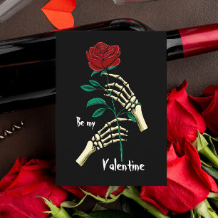 Bone Arms Holding Rose Be My Valentine Postcard