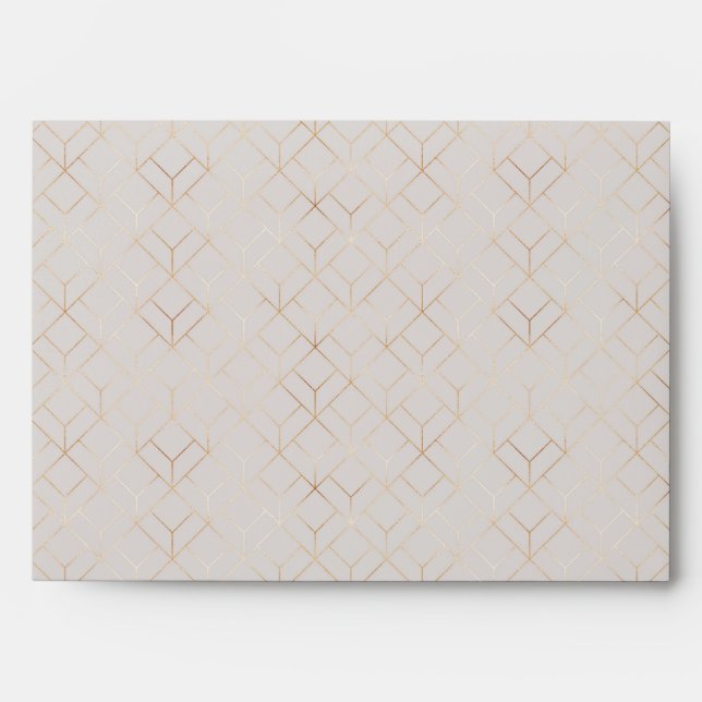 Bone Beige Gold Foil Art Deco Invitation Matching  Envelope (Front)