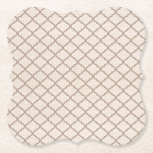 Bone/Beige Moroccan Trellis Paper Coaster