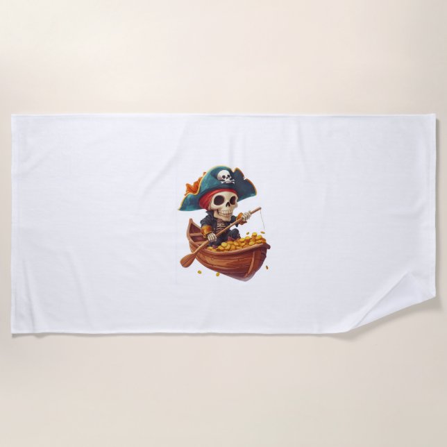 Bone Buccaneer – Funny Pirate Skull Beach Towel (Front)