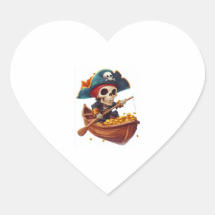 Bone Buccaneer – Funny Pirate Skull Heart Sticker