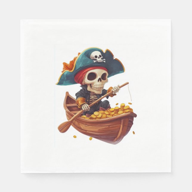 Bone Buccaneer – Funny Pirate Skull Napkin (Front)