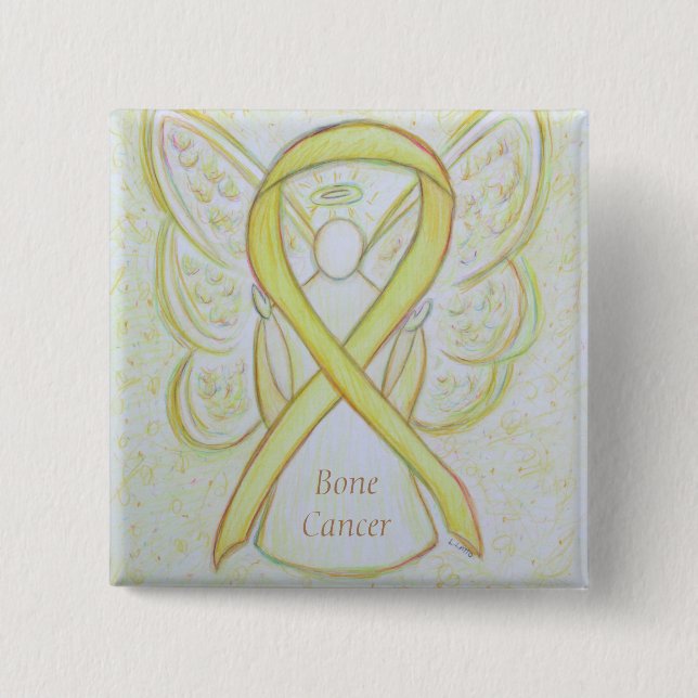 Bone Cancer Angel Yellow Awareness Ribbon Pins (Front)