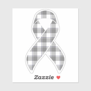 Bone Cancer Awareness Plaid Gray Ribbon
