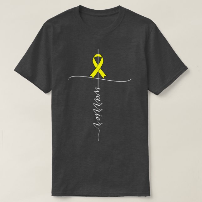 Bone Cancer Awareness Warrior Yellow Ribbon Gift3 T-Shirt (Design Front)