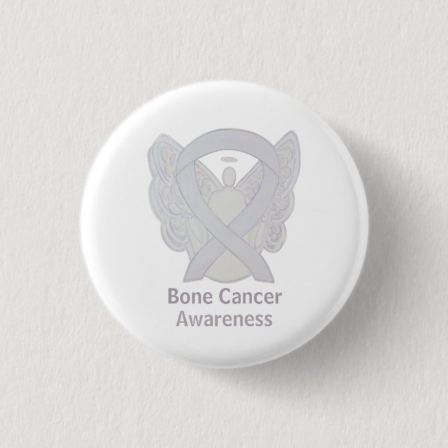 Bone Cancer White Angel Awareness Ribbon Pin (Front)