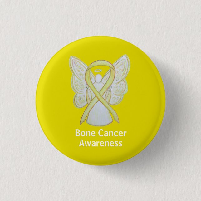 Bone Cancer Yellow Angel Awareness Ribbon Pin (Front)