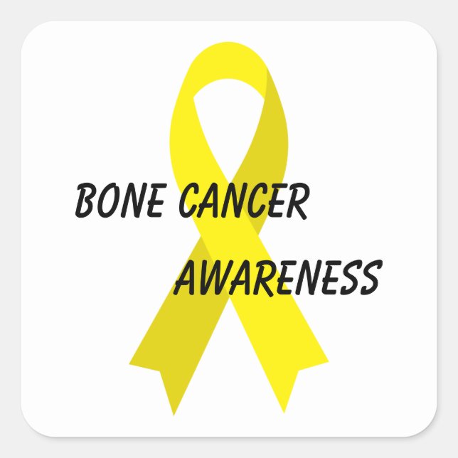 Bone Cancer Yellow Awareness Ribbon by Janz Square Sticker (Front)