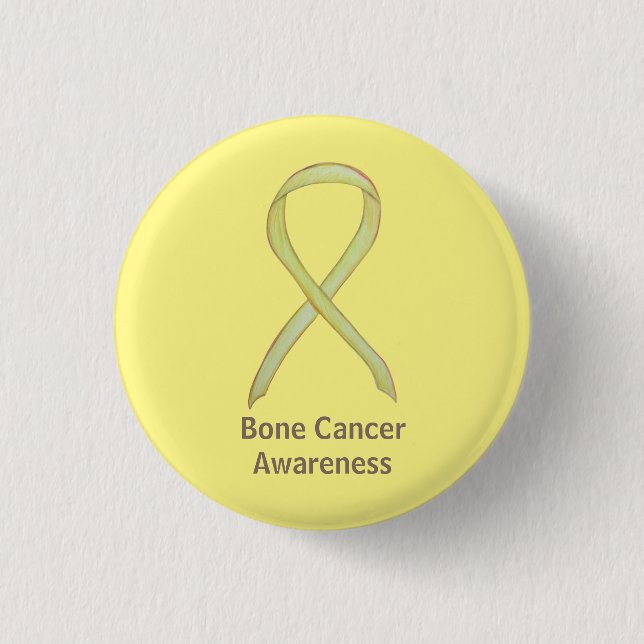 Bone Cancer Yellow Awareness Ribbon Custom Pins (Front)