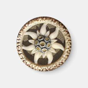 Bone Carved Edelweiss Magnet