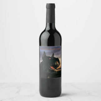 Bone-Chilling Beverage. Big, black dog Wine Label