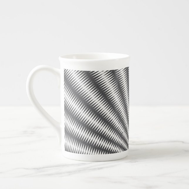Bone China - Black and White Geometric Design Mug (Left)