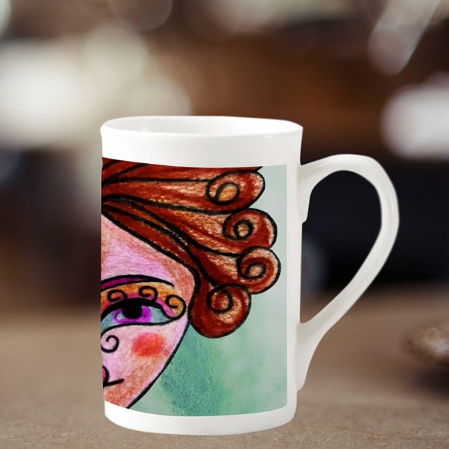 Bone China Coffee Mug (Whimsical Woman - 01) (Creator Uploaded)